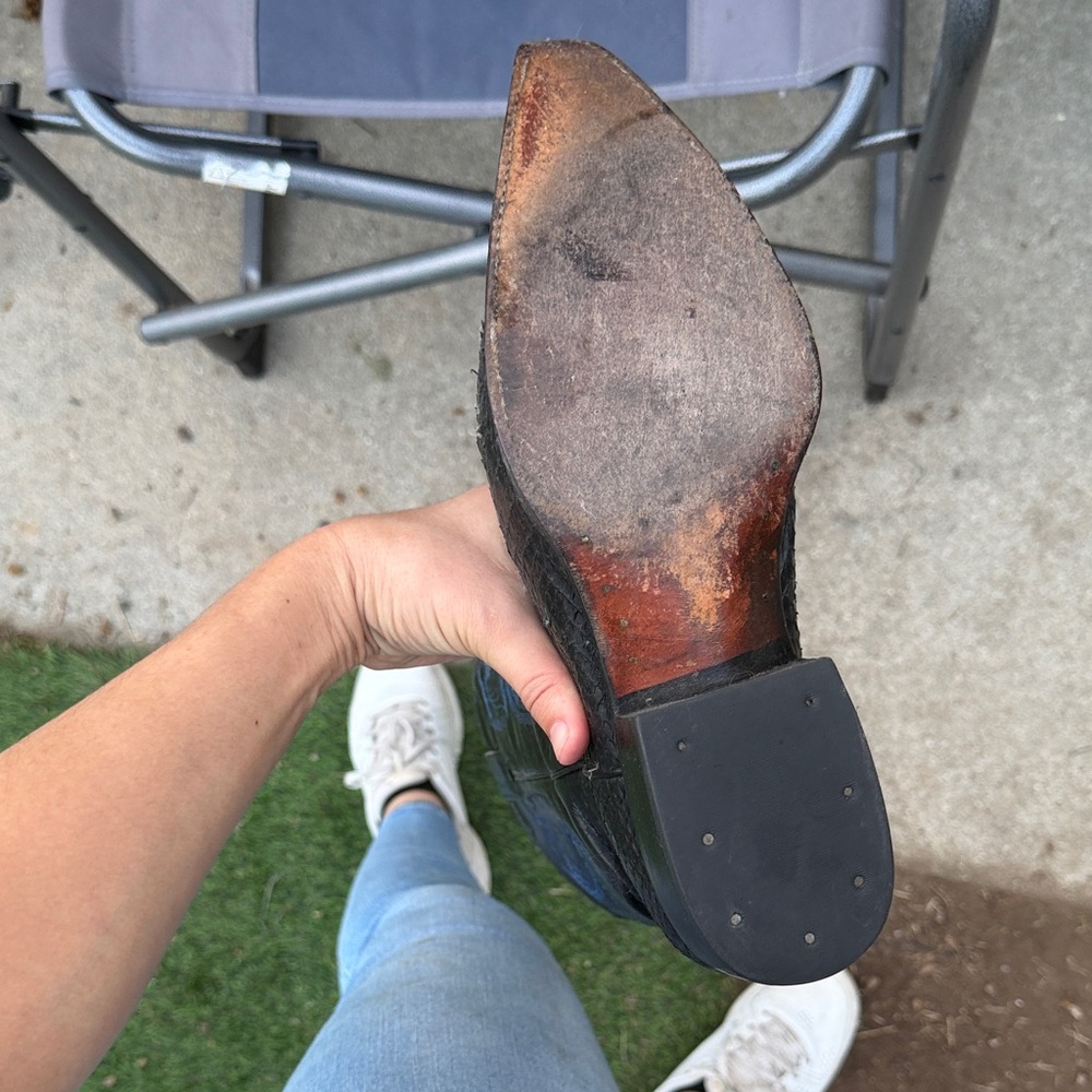 Black Python Cowboy Boots With Blue Accents - image 3